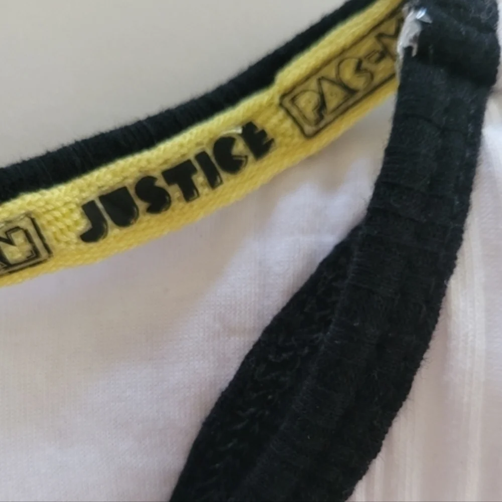 Justice White and Black Ribbed Pac Man Ghosts Tank Top Size XS Heart Of Justice